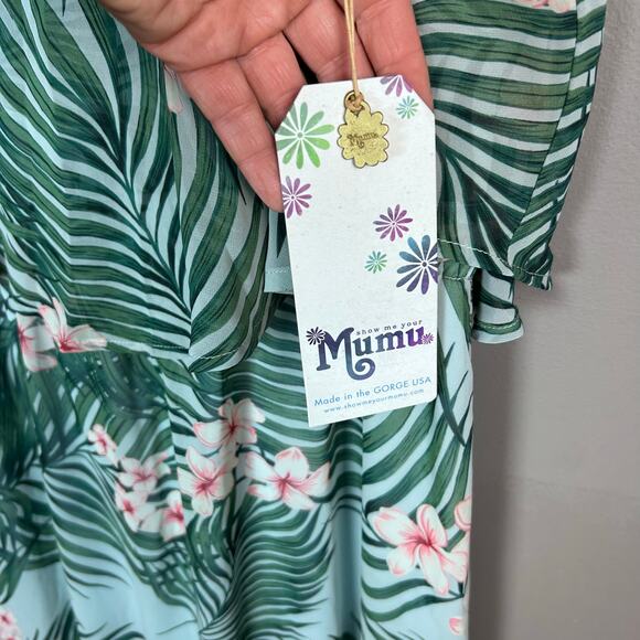 Mumu Maxi dress XXL tank Hawaiian Slip green wedding guest party boho NWT - Picture 14 of 15
